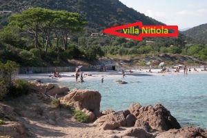 Strand von Palombaggia mit Blick aufs Haus